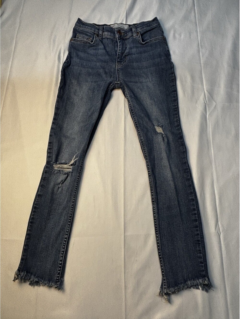 Free People Women's Distressed Raw Hem Crop Flare Jeans Size